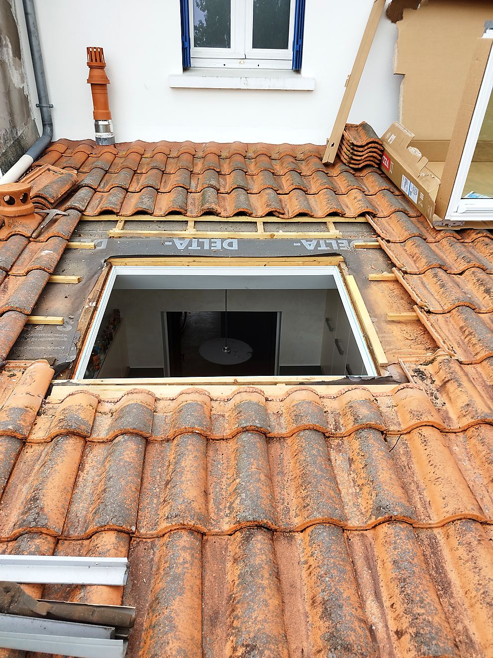 Réalisation du chevêtre pour accueillir le Velux